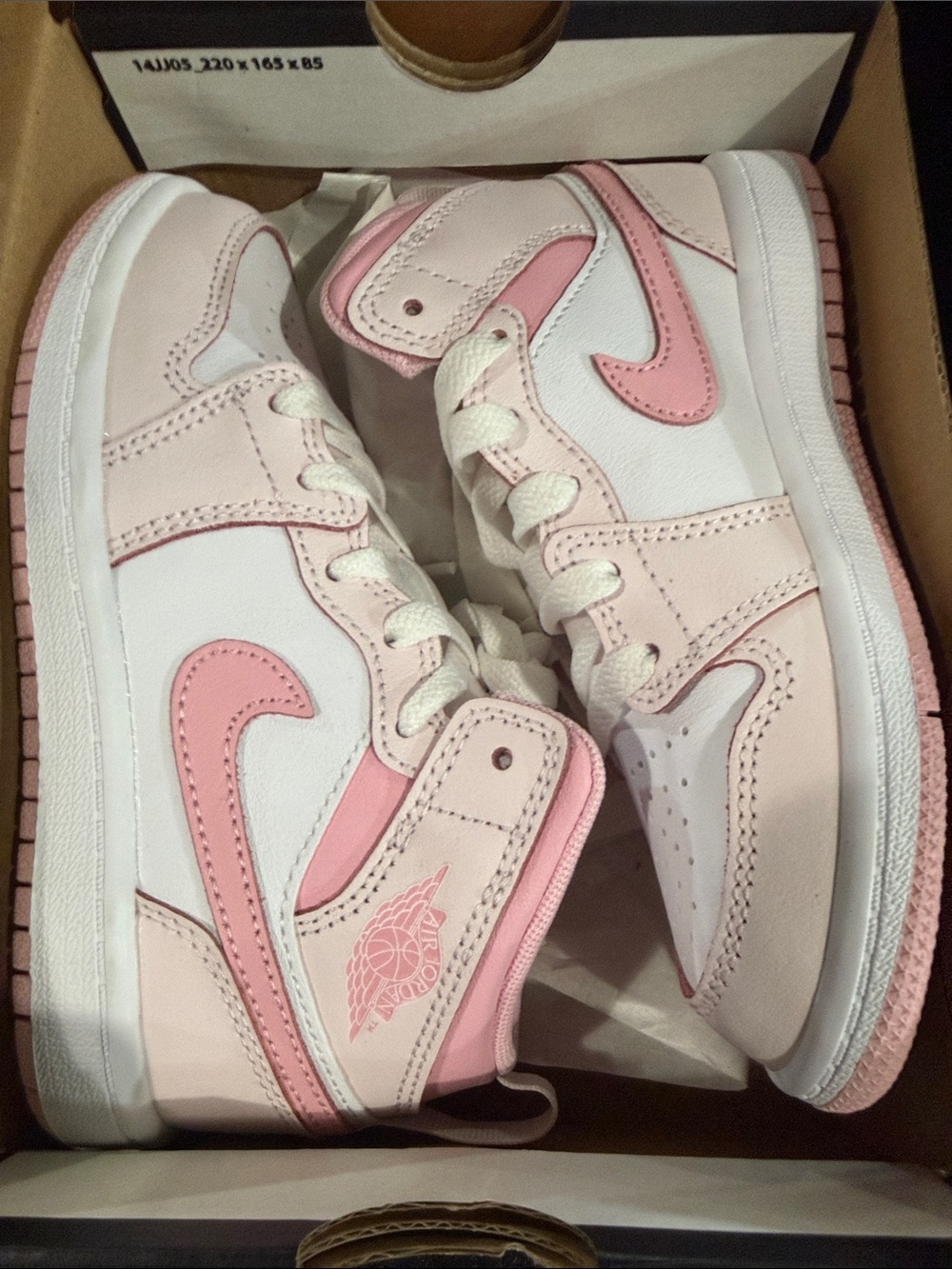 Jordan Kids' Sz 12 Pink and White Mid-Top Sneakers NIB